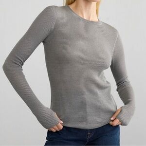 NWOT Margaret O’Leary Shirttail Waffle Crew Long Sleeve Shirt